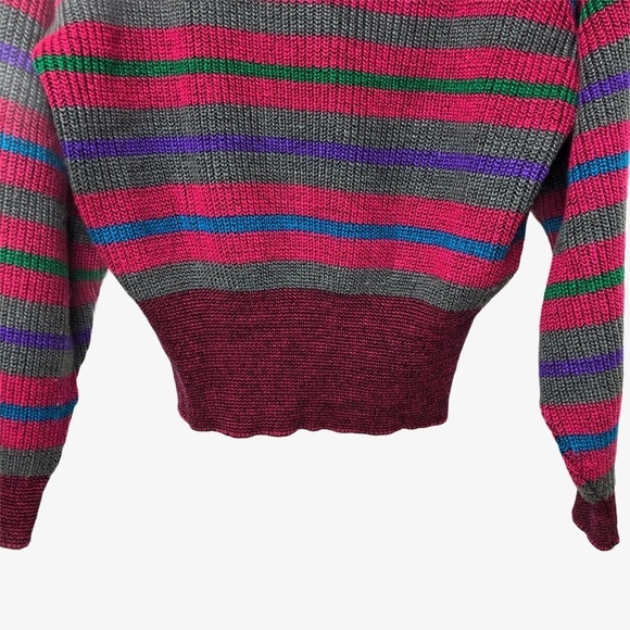 Gitano Vintage Sweater Pink Blouson Sleeve Size 40 Stripe - Picture 6 of 8
